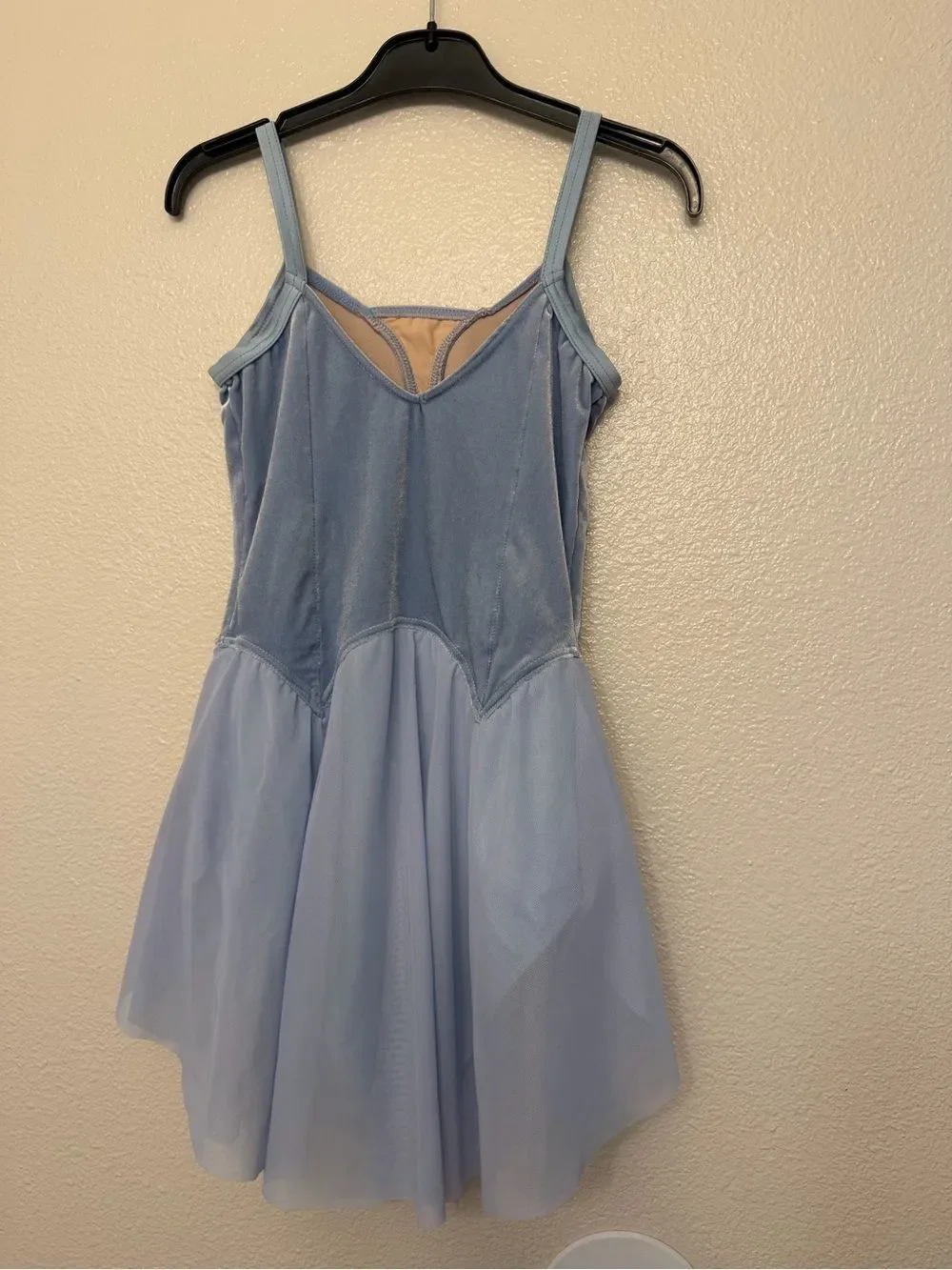 WEISSMAN solo Dance Costume light blue velvet rhinestone custom 17684 SA